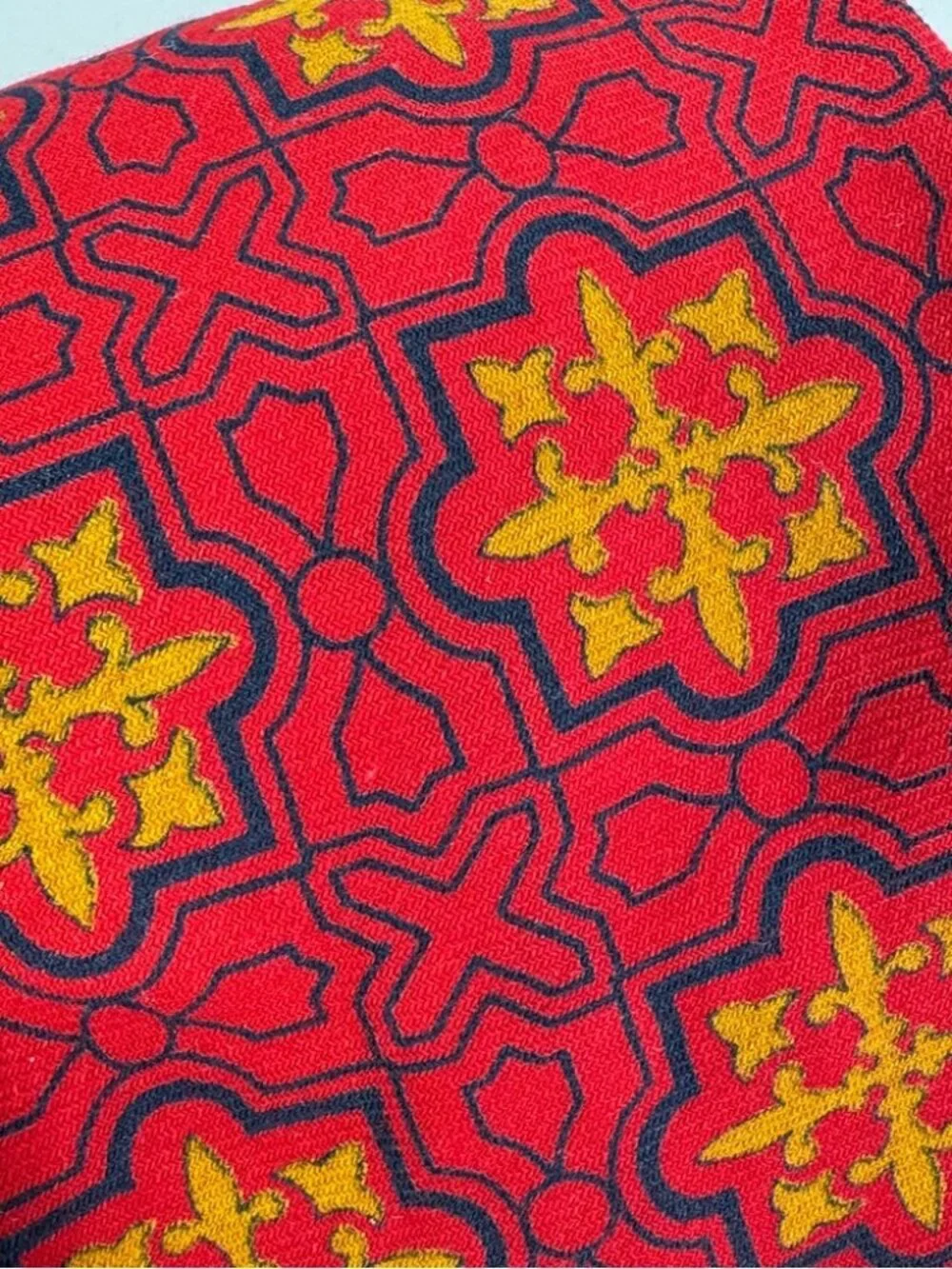 Viyella Wool Cotton Red and Yellow Medallion Patterned Men's Tie Vintage Classic
